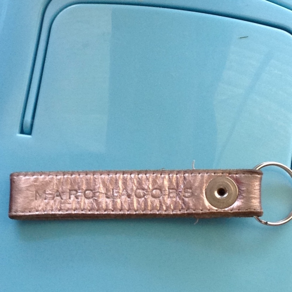 Marc Jacobs pink metallic leather keychain